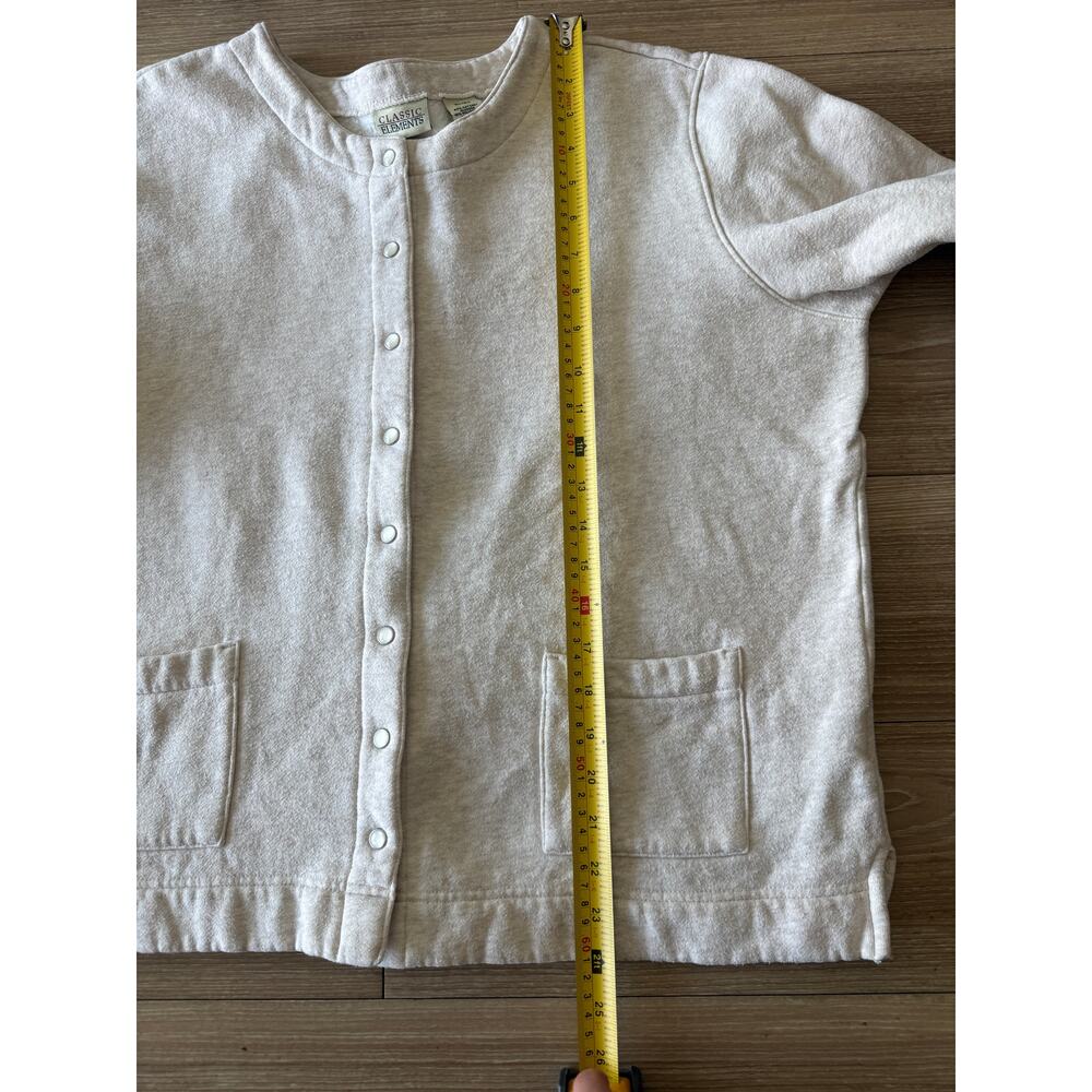 Classic Elements Oatmeal Snap Button Cardigan Sweatshirt XL Cotton
